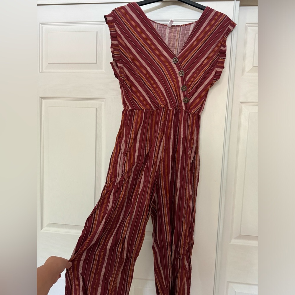 Fall stripped romper/ jumpsuit